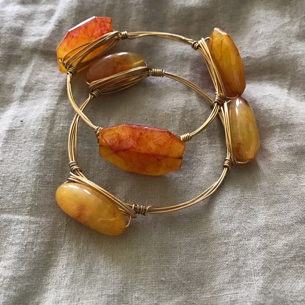 Stone Bracelets- beautiful orange/gold